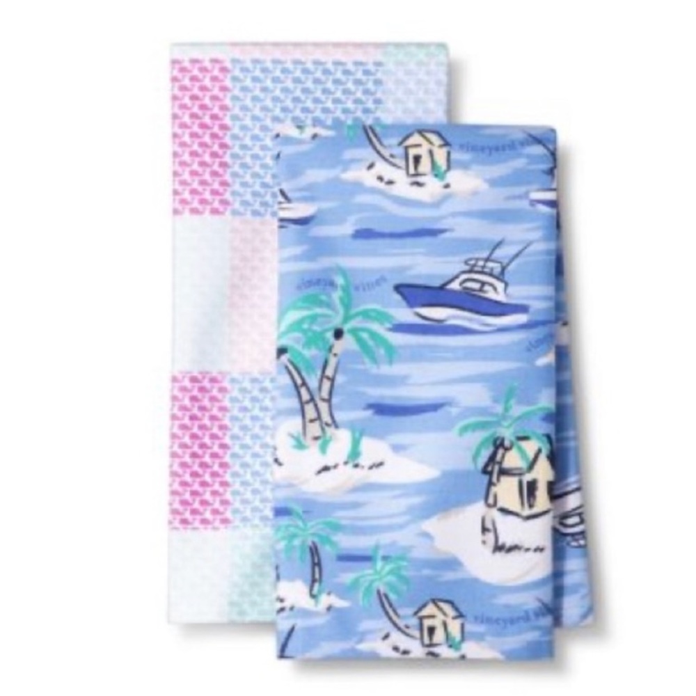 🆕 Set 2 Vineyard Vines kitchen hand tea towels